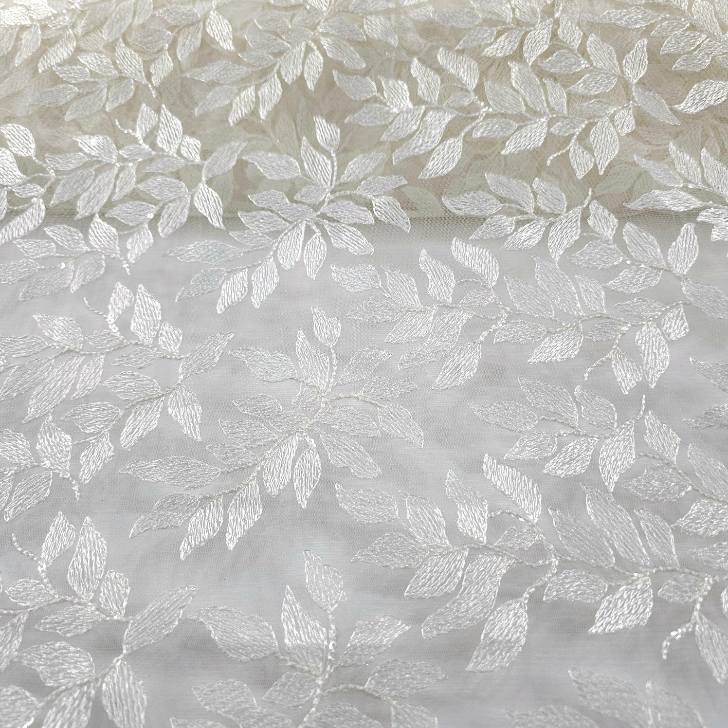 Lisa Sequin Embroidered Off - White (Ivory) Net Fabric