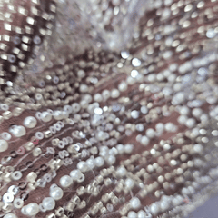 Lilac Embroidered Net Fabric with Sequins and Beads