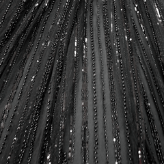 Black Embroidered Net Fabric with Sequins and Beads