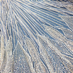 Cinderella Blue Embroidered Net Fabric with Sequins and Beads