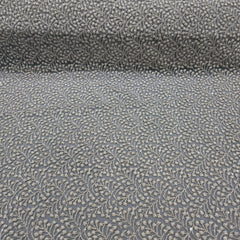 Embroidered Dark Grey Color Net Fabric with Intricate Floral patterns