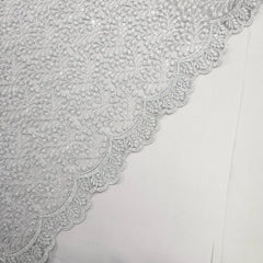 Embroidered Light Grey Color Net Fabric with Intricate Floral patterns