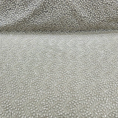 Embroidered Biege Color Net Fabric with Intricate Floral patterns