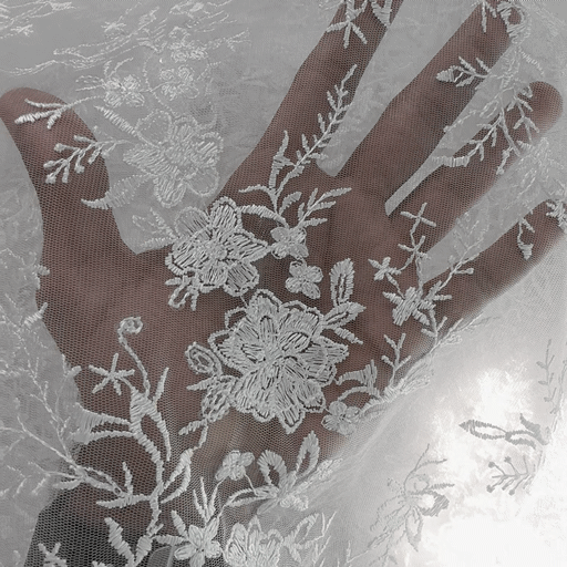 Emma Floral Lacey Embroidered Net Fabric