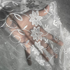 Mia Floral Lacey Embroidered Net Fabric