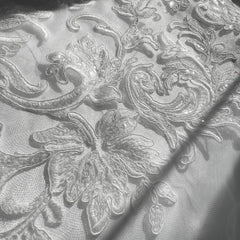 Dakota Floral Lacey Embroidered Net Fabric