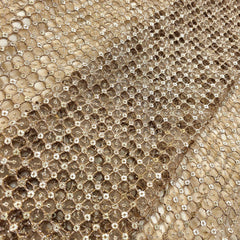 Net Cutwork Embroidered Fabric in Geometric Grid with Sequin Highlights