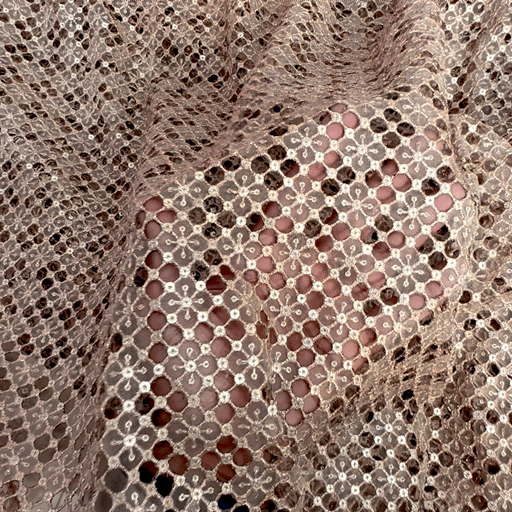 Net Cutwork Embroidered Fabric in Geometric Grid with Sequin Highlights 512