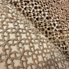 Cutwork Embroidered Fabric in Geometric Grid with Sequin Highlights