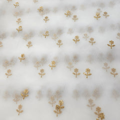 Dyeable Sequin Work on Net Fabric