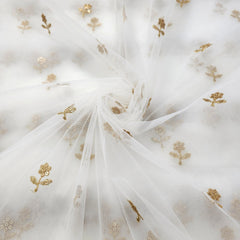 Dyeable Sequin Work on Net Fabric