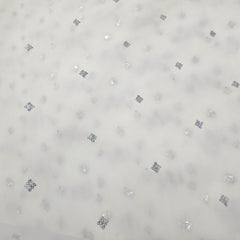 Dyeable Net Fabric with Silver Sequin Work
