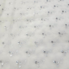 Dyeable Net Fabric with Floral Silver Sequin Work