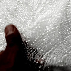 White Embroidered Net Fabric with Sequins and Beads