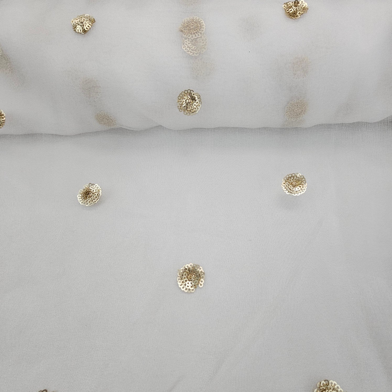 Anokha Floral Sequin Embroidered Dyeable Organza Fabric