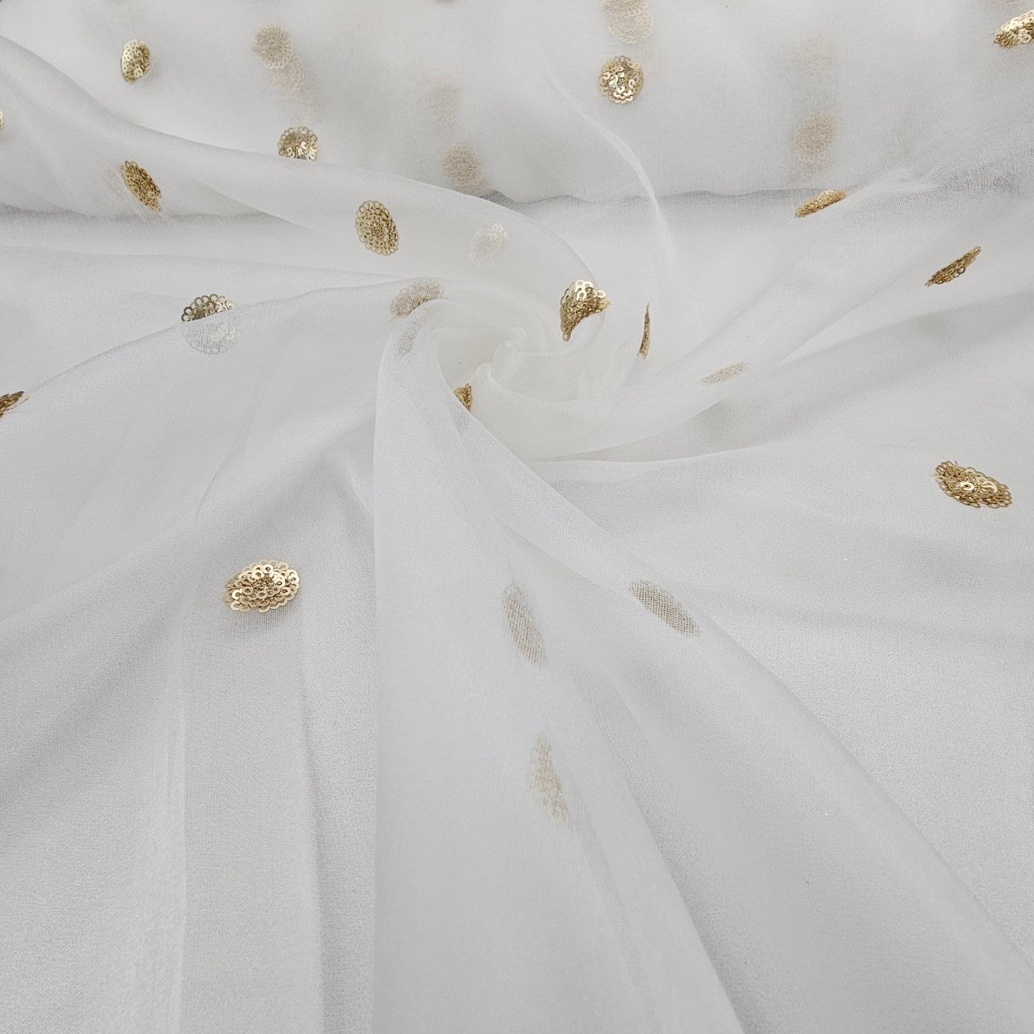 Anokha Floral Sequin Embroidered Dyeable Organza Fabric