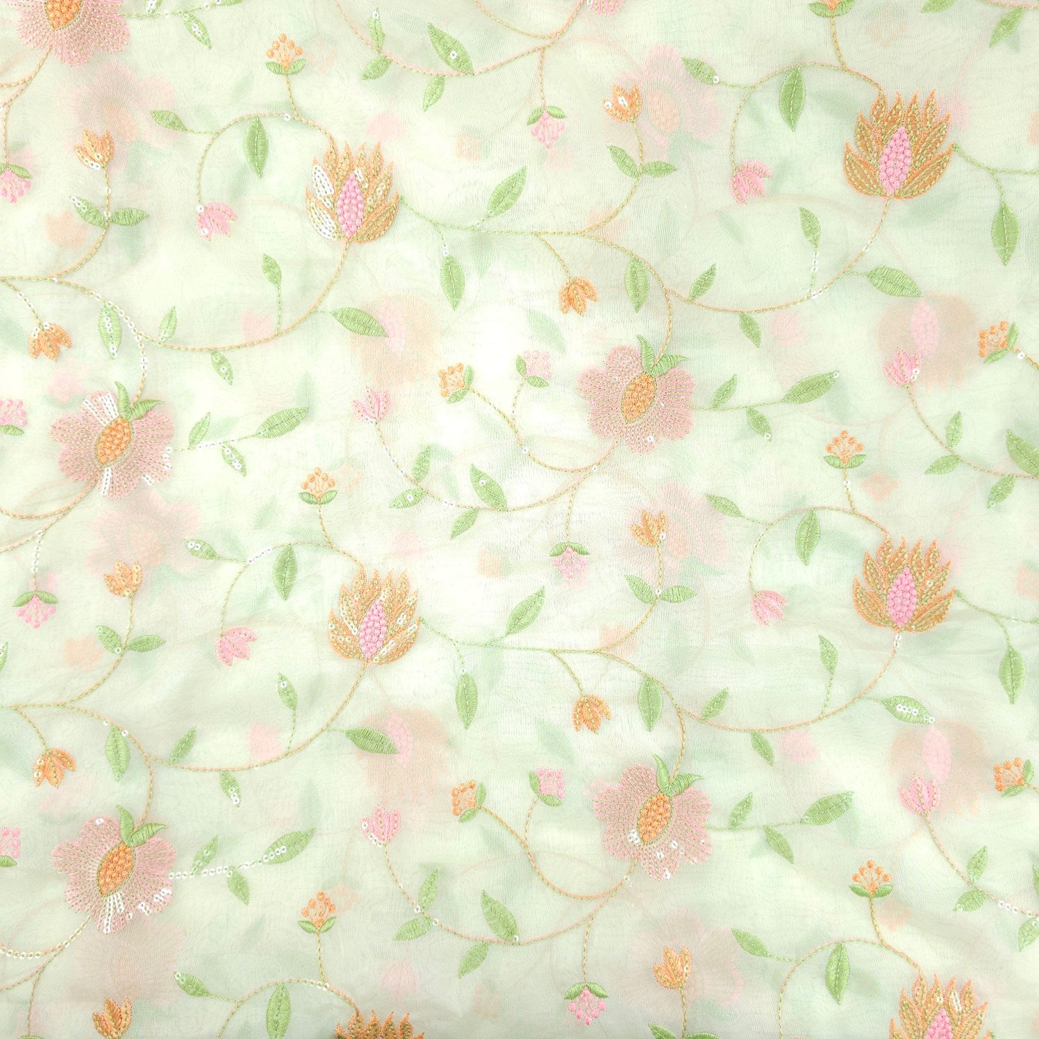 Nargis Embroidered Fabric on off white Organza Base
