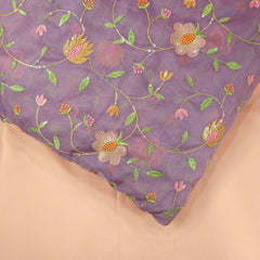 Nargis Embroidered Fabric on Lilac Organza Base