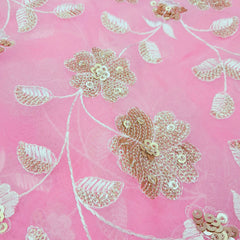 Zeenat Floral Sequin Work on Baby Pink Organza Base