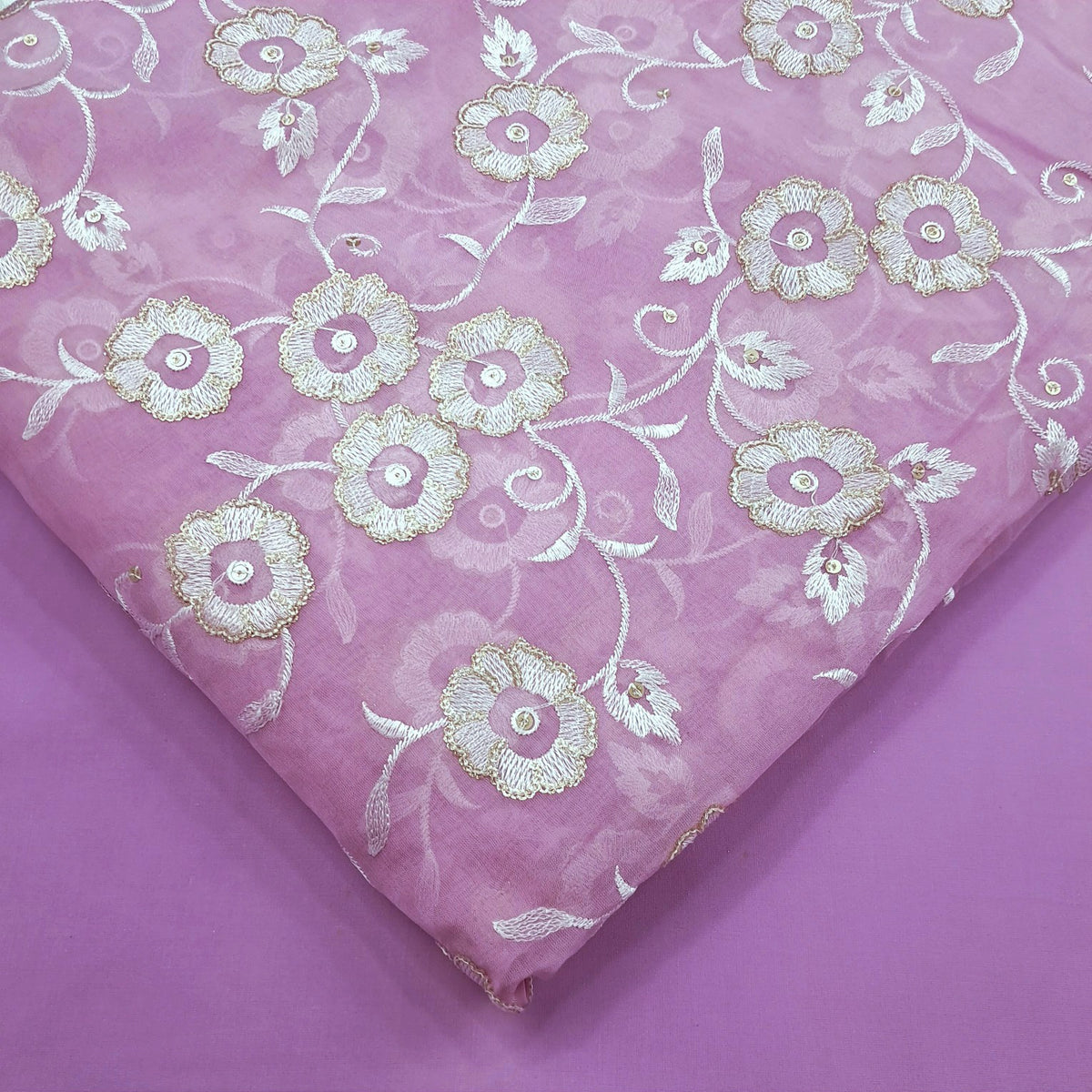 Zeenat Floral Sequin Work on  Lilac Organza Base