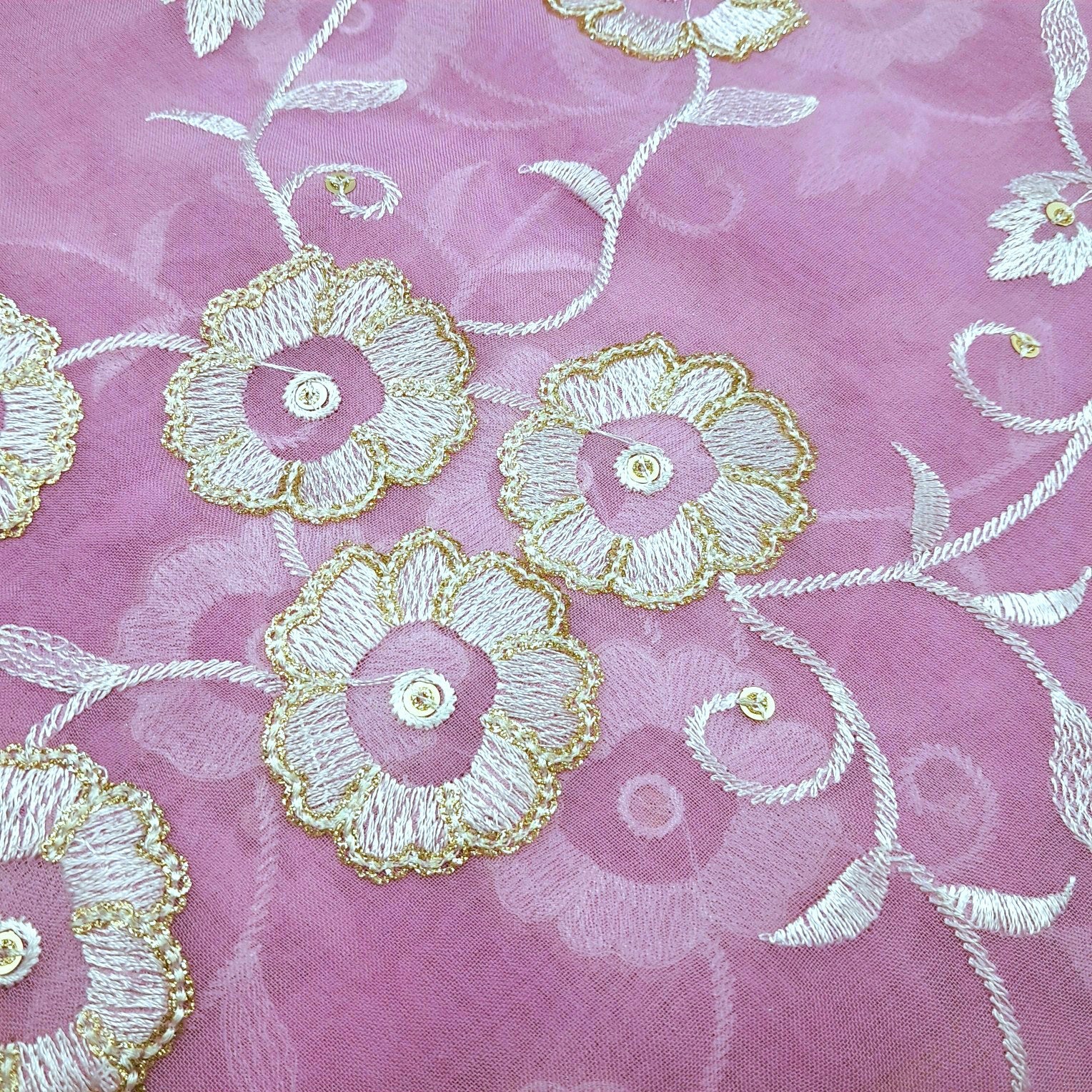 Zeenat Floral Sequin Work on  Lilac Organza Base