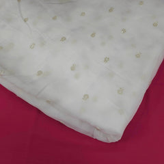 Gold Sequin Embroidered Dyeable Organza Fabric with Flower Motif