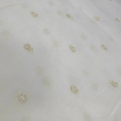 Gold Sequin Embroidered Dyeable Organza Fabric with Flower Motif
