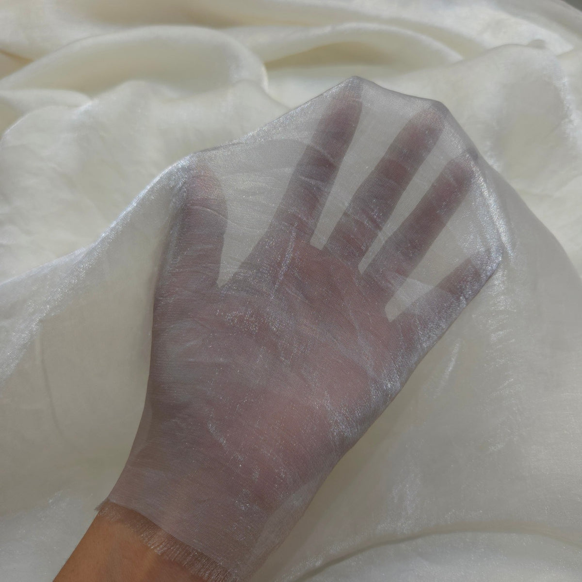 White Color Two - Tone Soft Organza