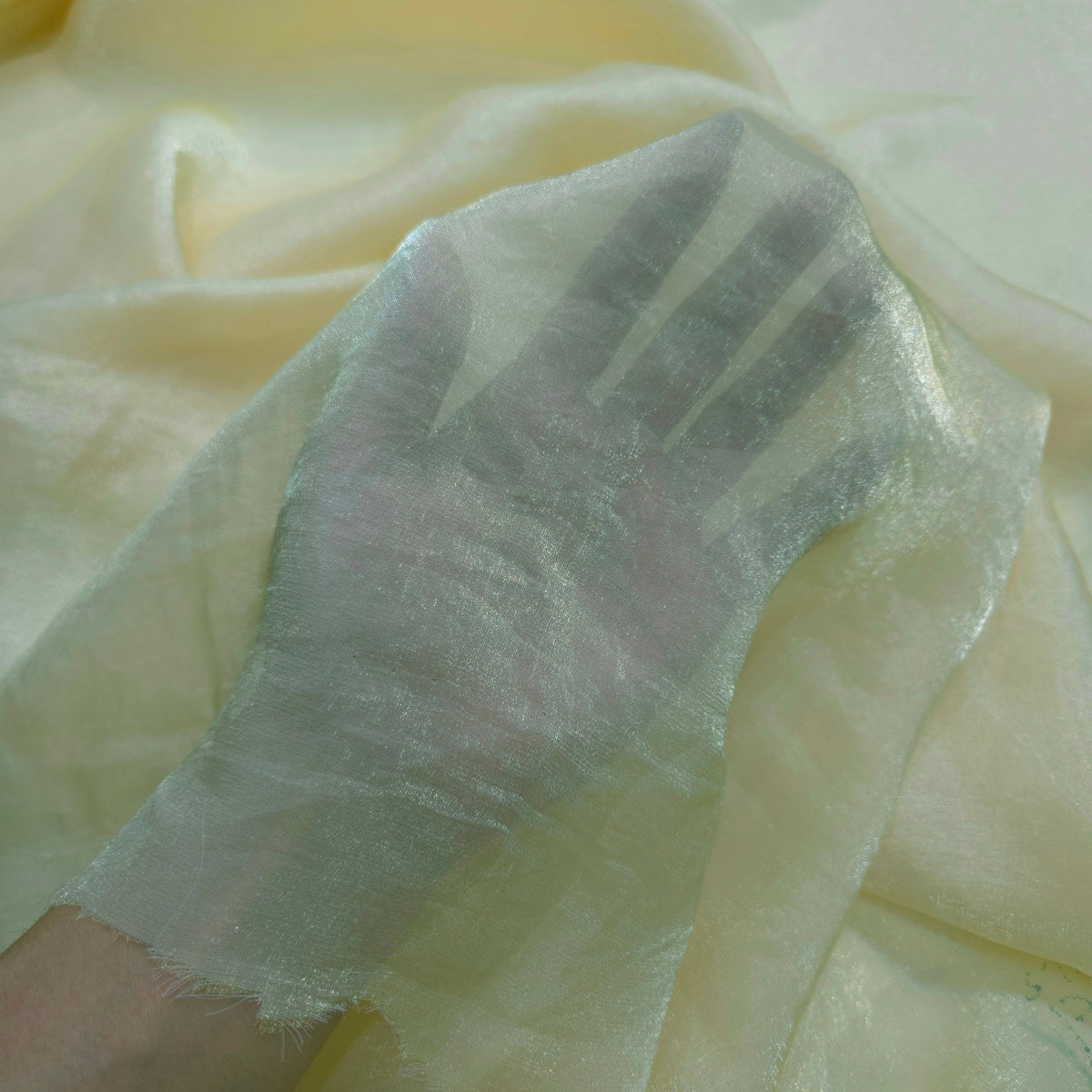 Pastel Lemon Yellow Color Two - Tone Soft Organza