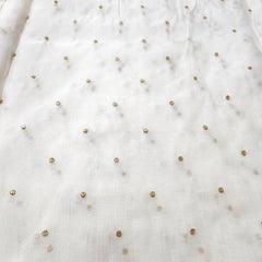 Embroidered Dyeable Organza Fabric with Gold Sequin Butta