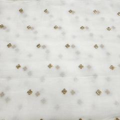 Dyeable Organza Fabric with Gold Sequin Work