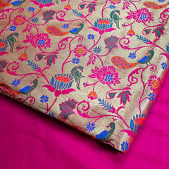 Kamalini Paithani Brocade Fuchsia Pink Silk Fabric