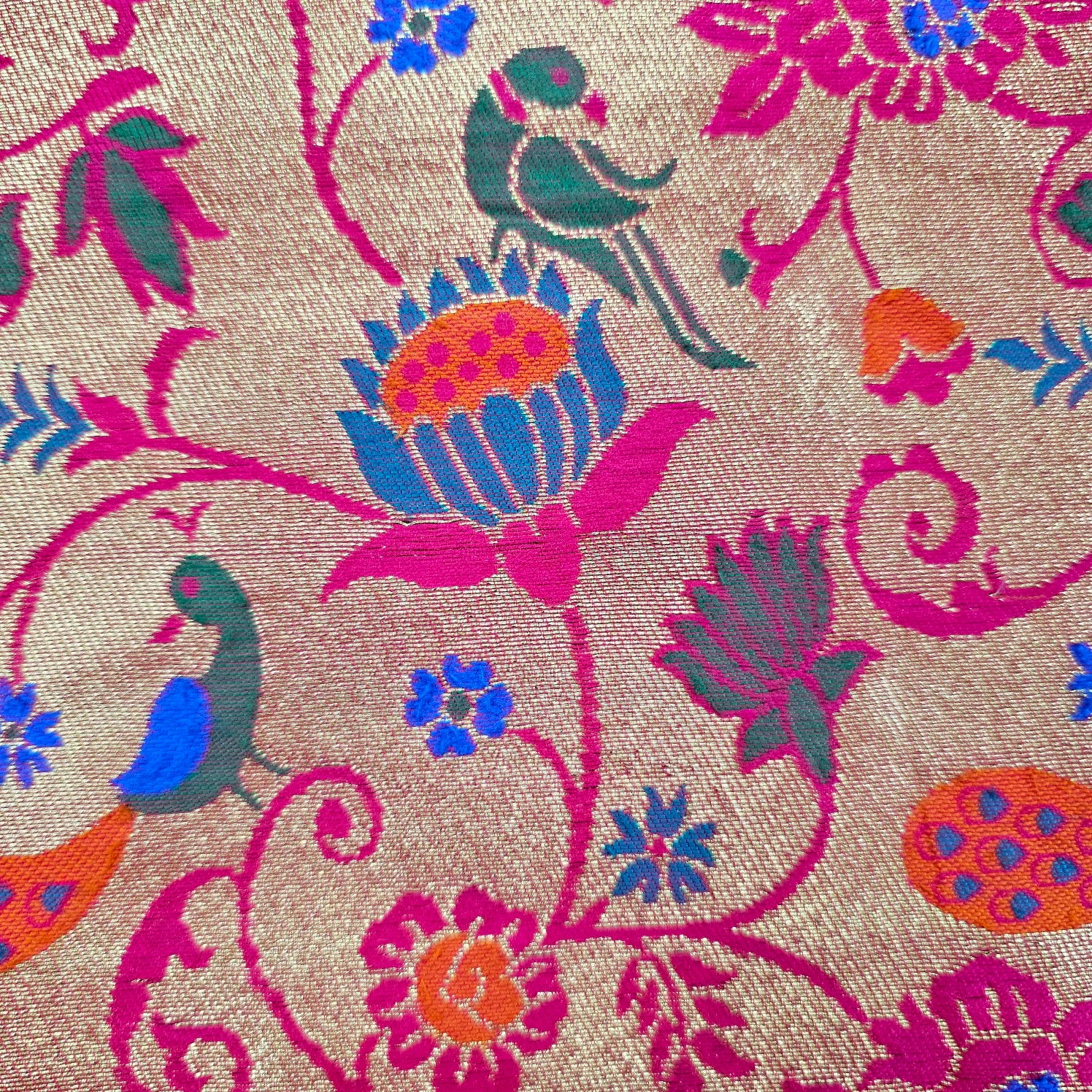 Kamalini Paithani Brocade Fuchsia Pink Silk Fabric