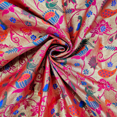 Kamalini Paithani Brocade Fuchsia Pink Silk Fabric