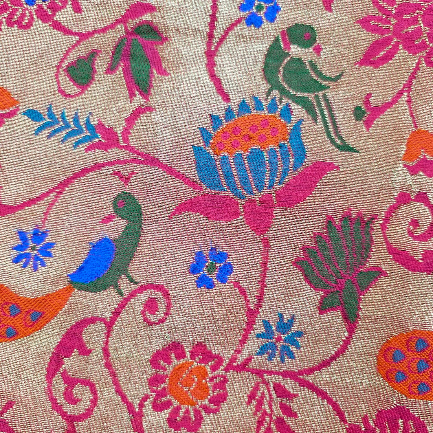 Kamalini Paithani Brocade French Fuchsia Pink Silk Fabric