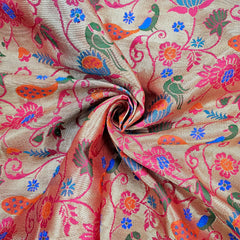 Kamalini Paithani Brocade French Fuchsia Pink Silk Fabric