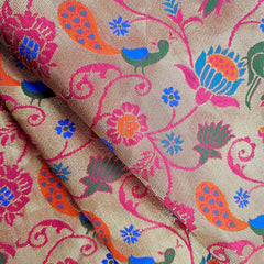 Kamalini Paithani Brocade Fuchsia Pink Silk Fabric