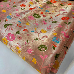 Pink Paithani Brocade Silk Fabric