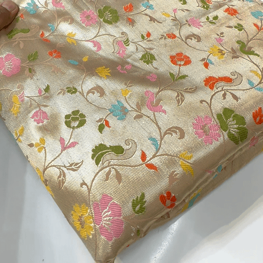 Light Gold Zari Paithani Brocade Silk Fabric