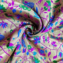 Manjari Paithani Brocade Violet Silk Fabric