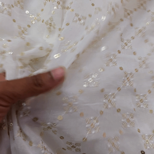 Sringhar Embroidered Dyeable Georgette Fabric with Sequin in Checkered Pattern