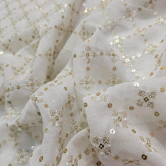 Sringhar Embroidered Dyeable Georgette Fabric with Sequin in Checkered Pattern