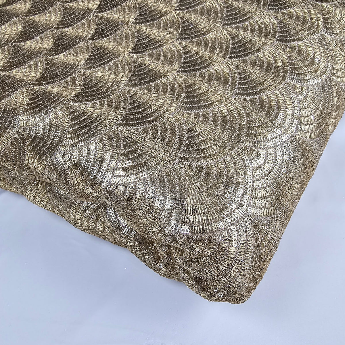 Sringhar Golden Light-in Weight Full Sequins Georgette Fabric