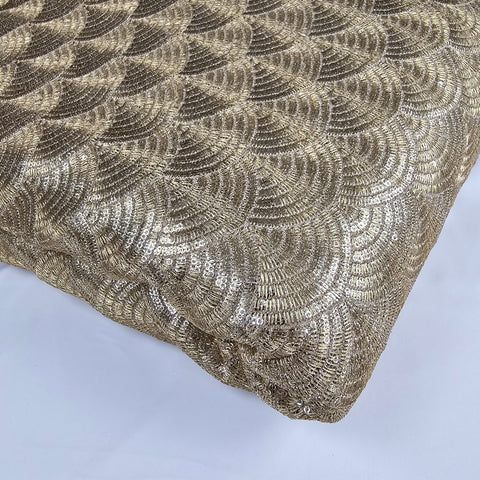 Sringhar Golden Light-in Weight Full Sequins Georgette Fabric