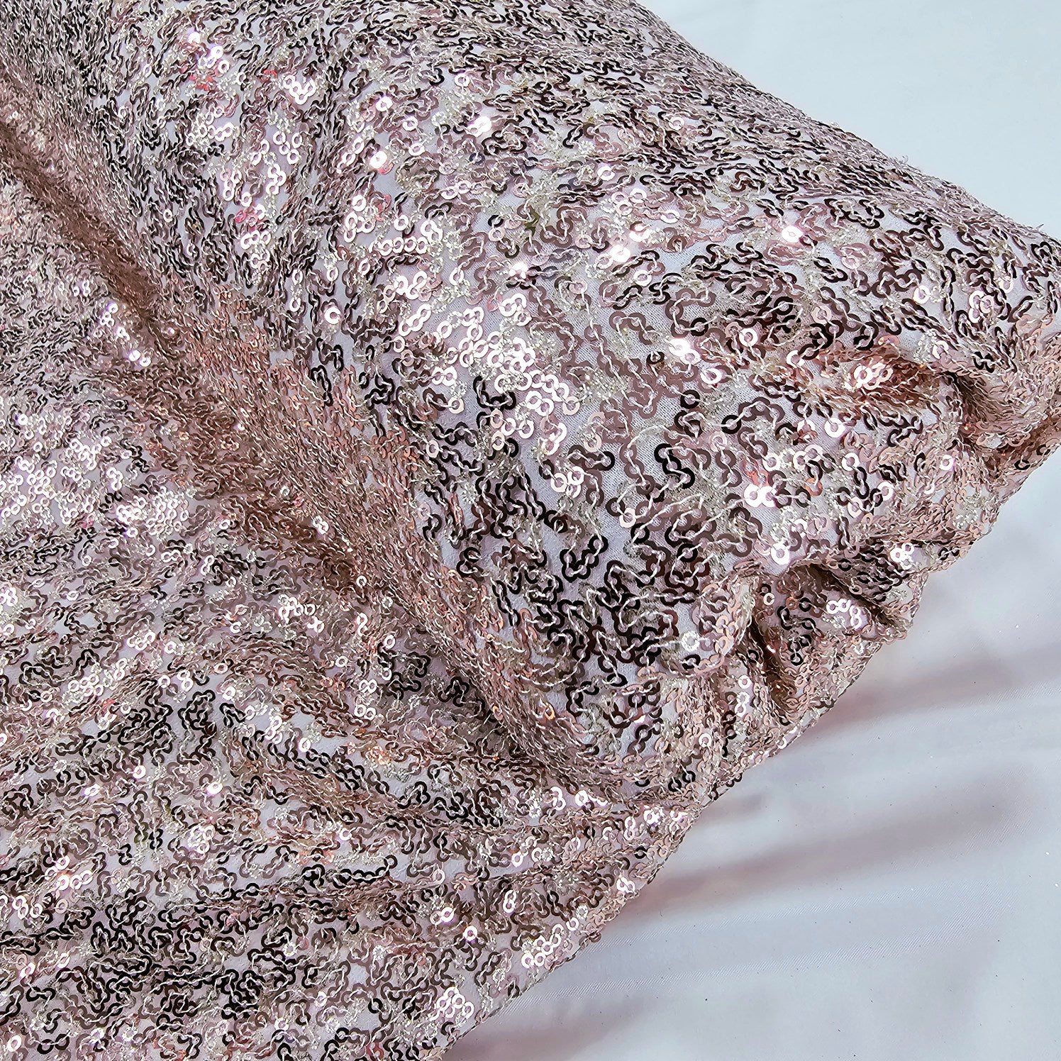 Barkha Light-in Weight Peach Sequins Georgette Fabric