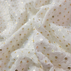 Jariyaan Dyeable Georgette  Sequin Embroidered all over Jaal Work Fabric