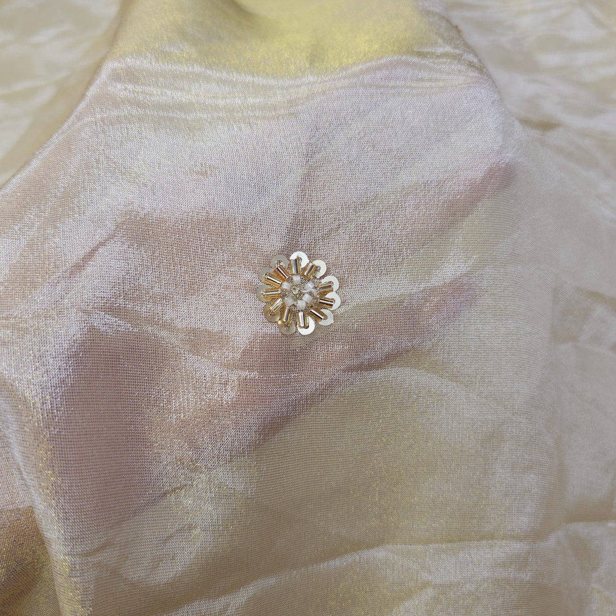 Dyeable Shimmer Tissue Fabric with Sequin Butta Work
