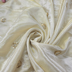 Dyeable Shimmer Tissue Fabric with Sequin Butta Work