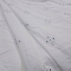 Embroidered Dyeable Cotton Fabric with Mirror Work