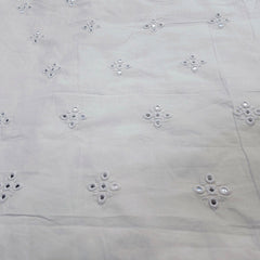 Embroidered Dyeable Cotton Fabric with Mirror Work